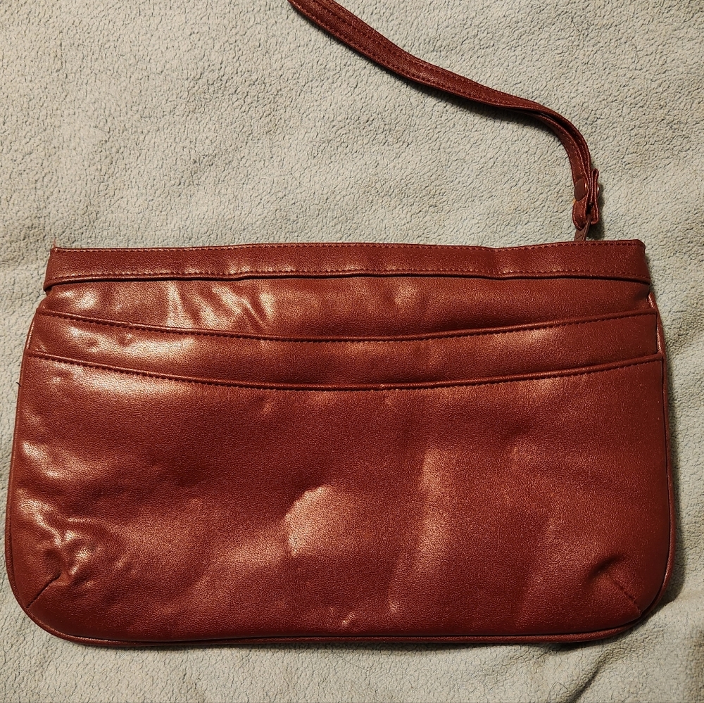 Vintage Burgundy zip-up clutch purse